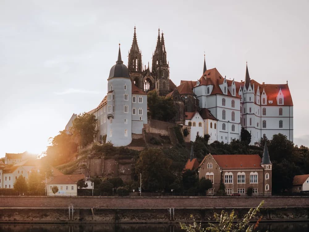 Albrechtsburg Castle and Meissen Cathedral rising above the Elbe River in Saxony
