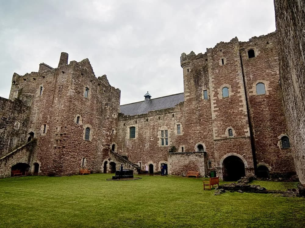 Doune Castle — Scottish Gothic towers and curtain walls above the River Teith in Central Scotland