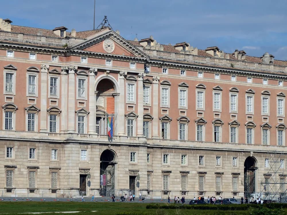 The Royal Palace of Caserta with its grand fountain gardens stretching to the cascade