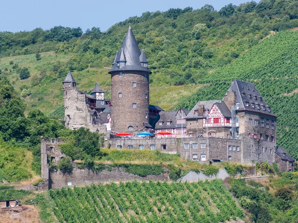 Stahleck Castle above Bacharach and the Rhine gorge in Rhineland-Palatinate