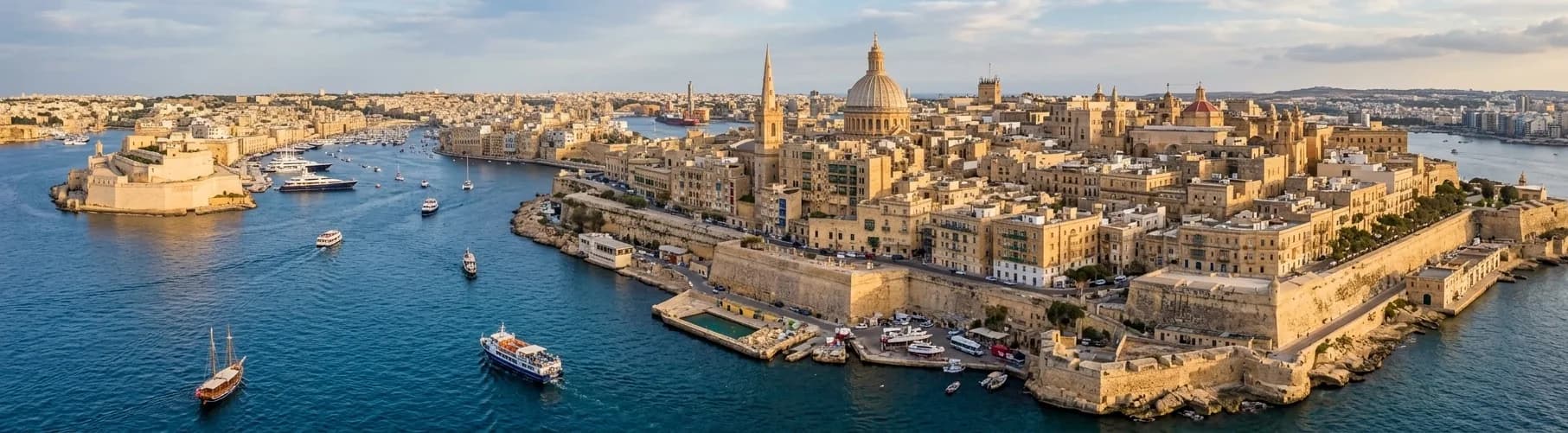 Fort St. Angelo's bastions rising above Grand Harbour, Malta