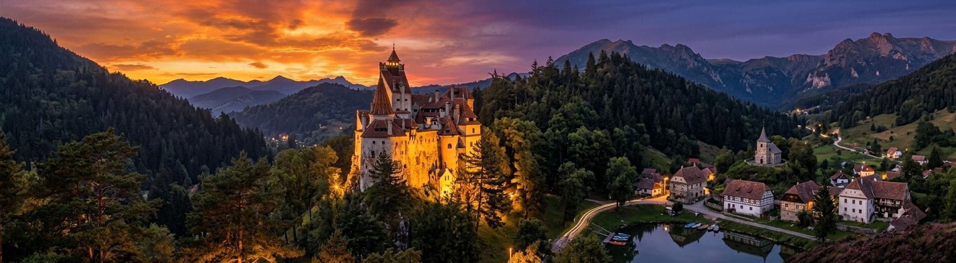 Bran Castle in Transylvania at dusk, Romania