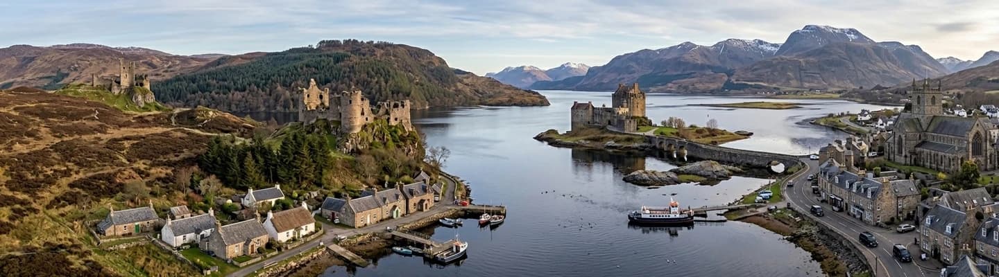 Eilean Donan Castle at the meeting of three Highland sea lochs — the final destination of the Scottish castle route