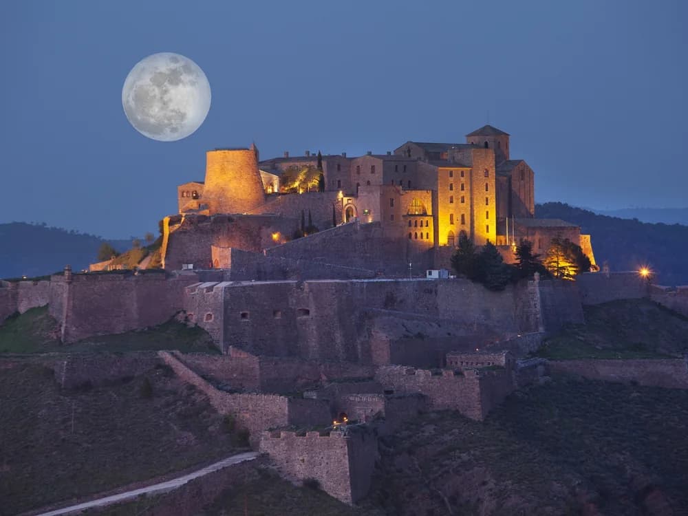 Cardona Castle and its 11th-century Romanesque church on the hilltop above the salt town of Cardona, Catalonia