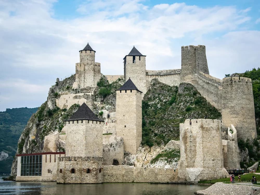 Golubac Fortress rising above the Danube at the entrance to the Iron Gate gorge, Serbia