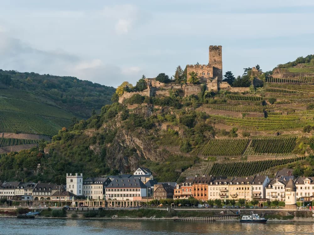 Medieval castles rising above the Rhine Valley gorge, Germany
